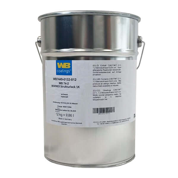 WARNEX WB 74-2 Textured Lacquer 1K product image in metallic canister for water-based coating.