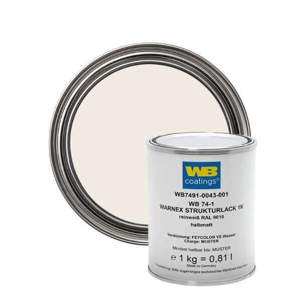 WB WARNEX 74-1 Textured Lacquer 1K canister with lid, showcasing water-based textured coating.