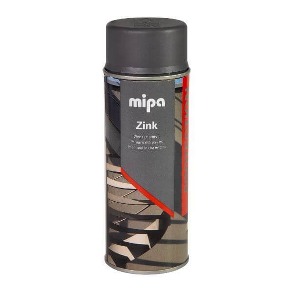 Mipa Zinc Silver Spray (400ML) canister for fast-drying galvanised surface repair paint.