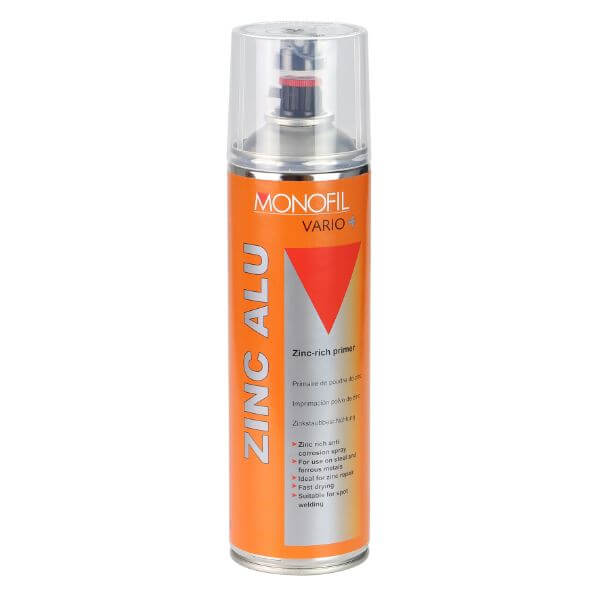 Monofil Vario+ Zinc Alu (500ML) spray can for corrosion protection and metal repair.