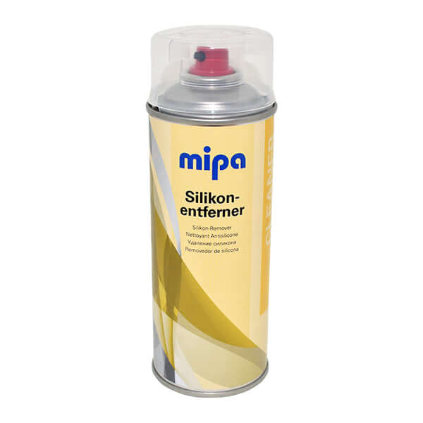 Mipa Silicon Remover & Degreaser Spray (400ML) in an aerosol can for cleaning surfaces effectively.