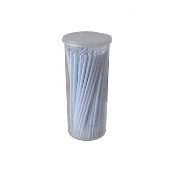 MP Touch-Up Tips White (Pack of 100) in clear container for precision paint retouching applicators.