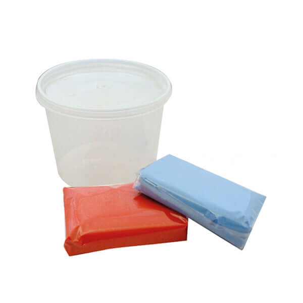 MP Clay Bar Red and blue clay bars with a container for automotive detailing and surface cleaning.