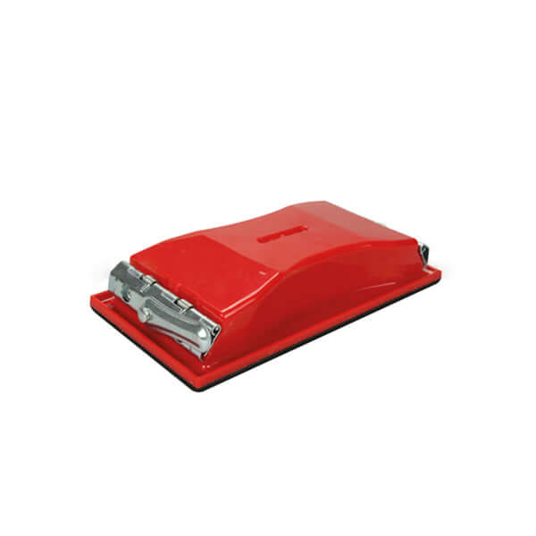 MP Hand Sanding Block 100 x 210mm - Red ergonomic sanding tool for precision sanding on flat surfaces.