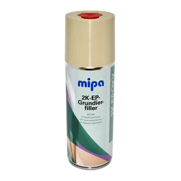 Mipa 2K Epoxy Primer Filler Spray Including Hardener (400ML) in an aerosol can with branded label.