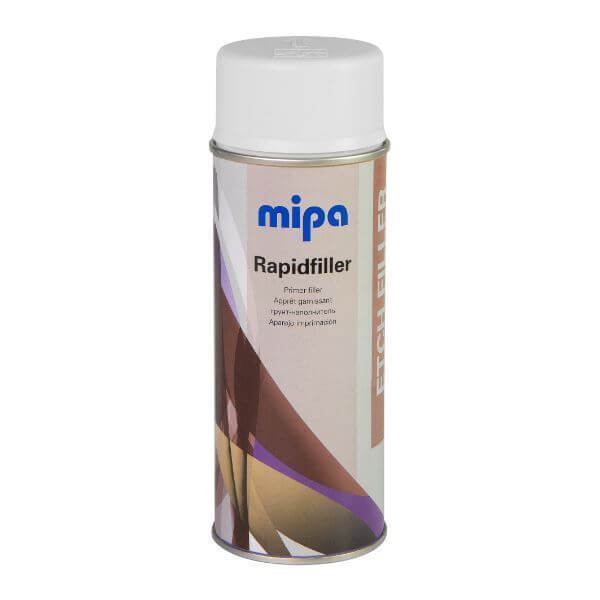 Mipa Rapid Filler Etch Primer Spray (400ML) can featuring professional-quality primer-filler for minor repairs.