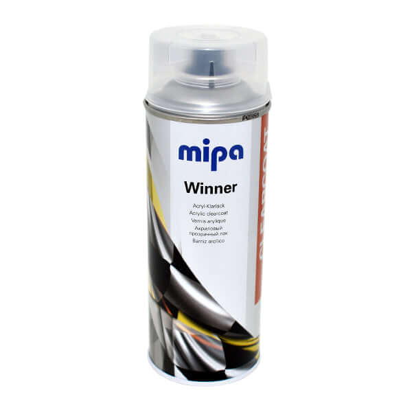 Mipa Spray Clear Lacquer (400ML) can with clear protective finish for automotive and DIY projects.