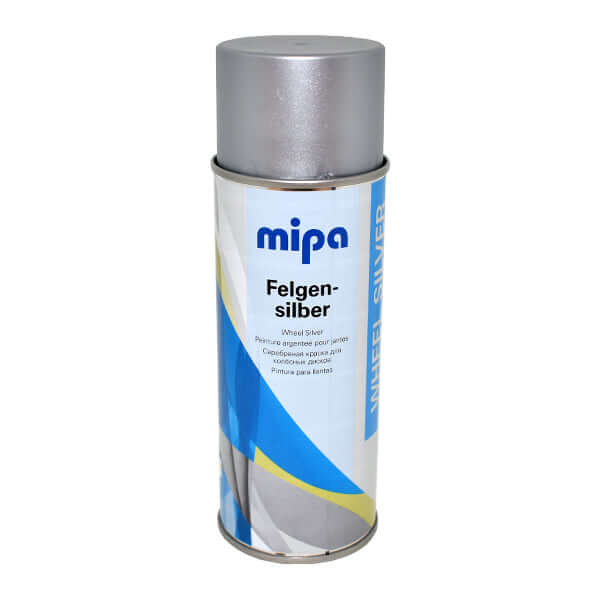 Mipa One Coat Silver Spray (400ML) canister for alloy wheel painting with high-opacity silver finish.