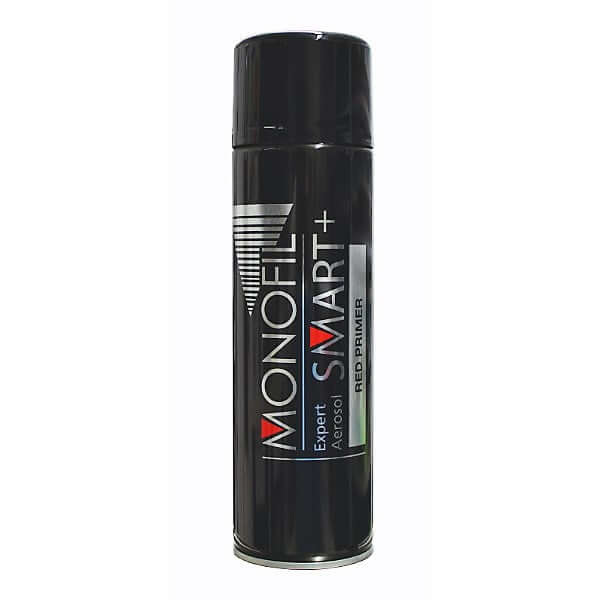 Monofil Smart+ Spray Primer (500ml) can in red, fast-drying acrylic aerosol primer for automotive work.