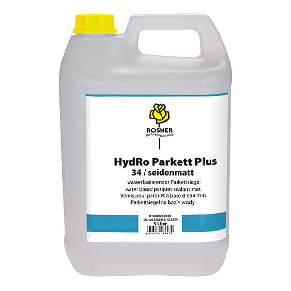 Rosner HydRo Parkett Plus Satin/Matt 5 Ltr - Water-Based Parquet Varnish for High-Traffic Wood Floors