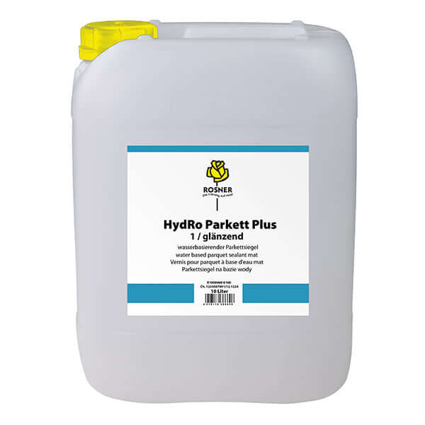 Rosner HydRo Parkett Plus Gloss 10 Ltr - High-Gloss Parquet Varnish for Wood Floors and Stairs 10 Litre