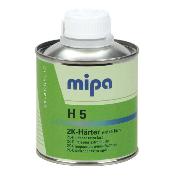 Mipa H5 2K acrylic hardener can on a white background