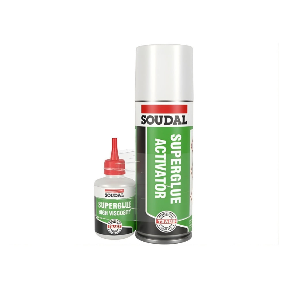 Soudal Mitre Kit TR UK Fast-Curing Adhesive & Activator (50g/200ml) for instant bonding.