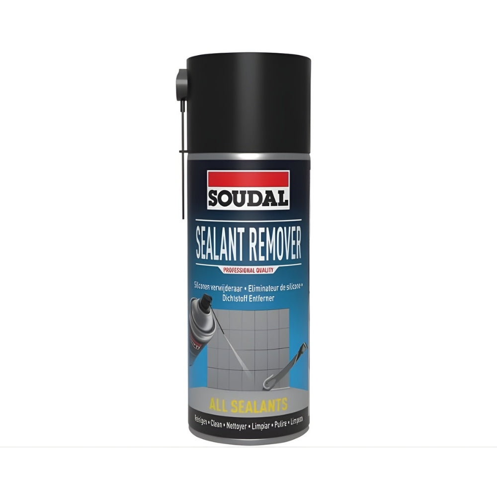 Soudal Sealant Remover (400ml) spray can for removing cured sealants from surfaces in home projects.