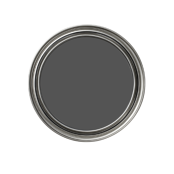 Close-up of a gray paint can lid on a white background