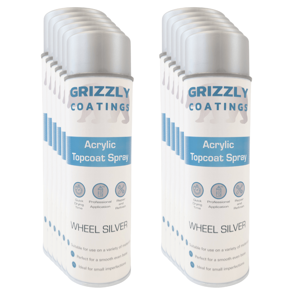 Grizzly Coatings Acrylic Topcoat Spray Paint (500ml) - Weather-resistant acrylic spray cans for automotive use.