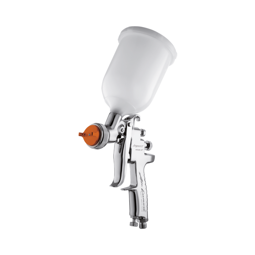 Anest Iwata Air Gunsa AZ3 HTE-S Impact Chrome Gravity Feed Spray Gun (1.2mm - 2.0mm Nozzle Size + 600ml Cup)