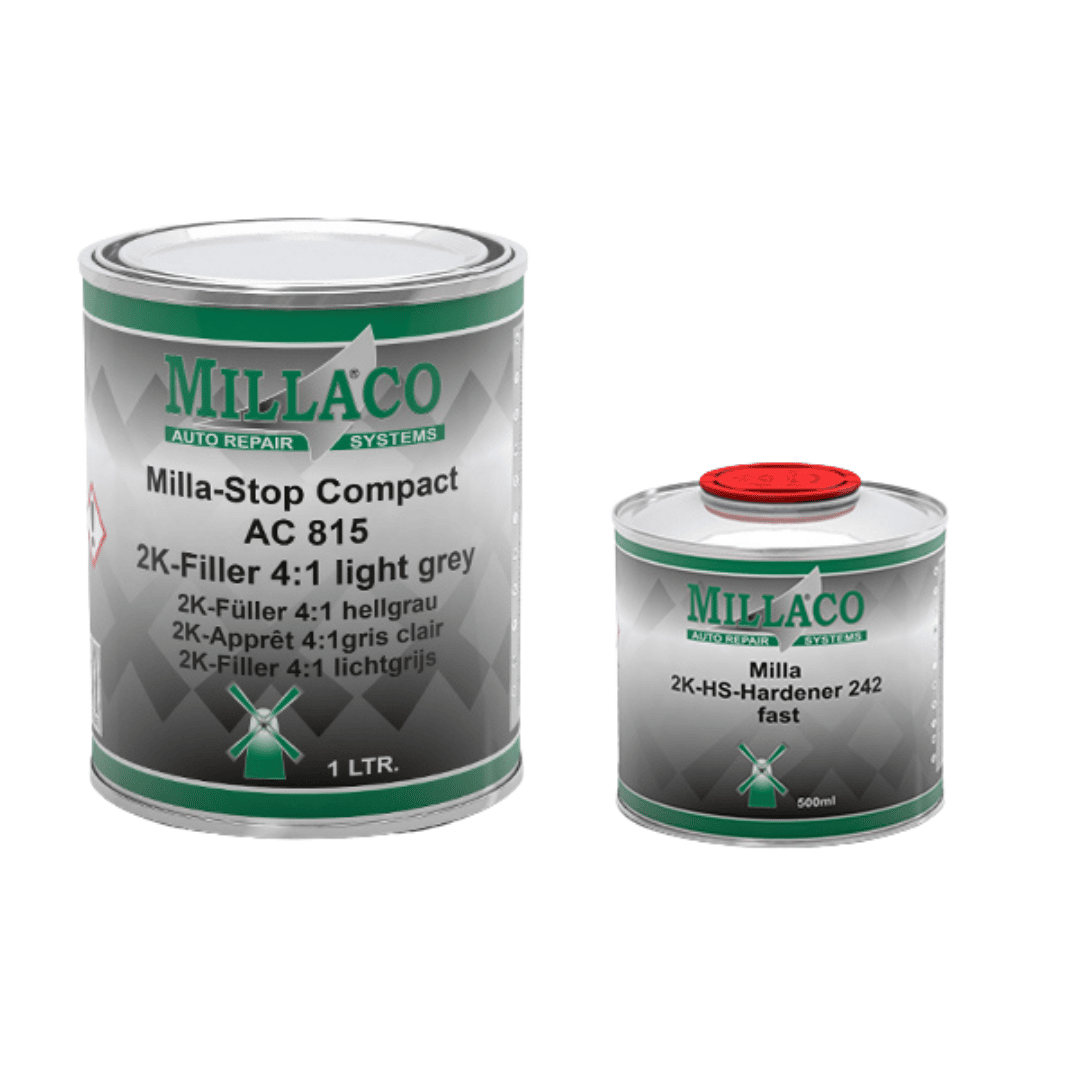 Millaco AC815 2K Filler Light Grey (1L) with HS 242 Fast Hardener (500ml)
