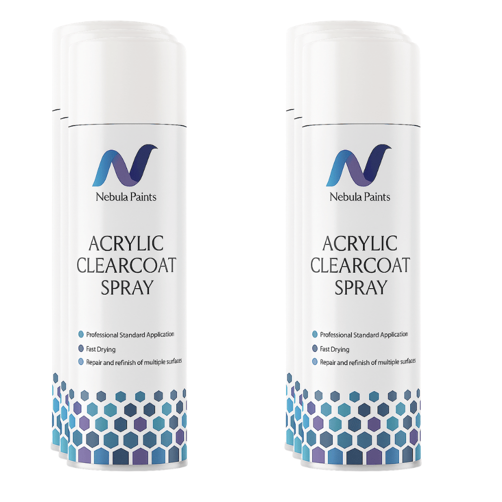 Nebula Paints Clear Acrylic Lacquer 500ml aerosol can for professional-grade high-gloss protection.