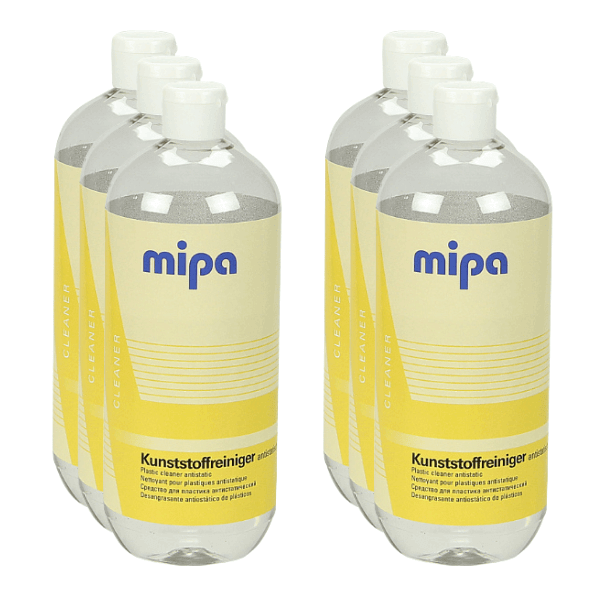 Mipa Plastic Cleaning Agent bottles for effective plastic degreasing and surface preparation.