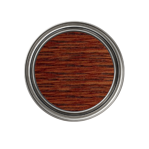 Wooden sample in a metal container on a white background