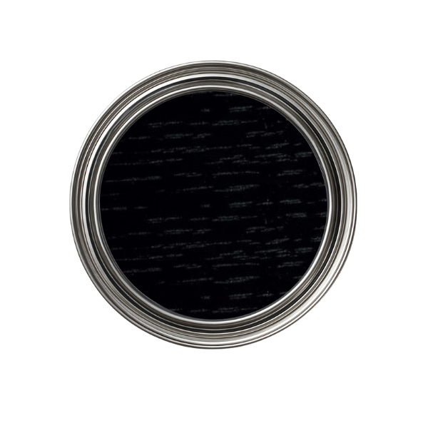 Jar of black paint on a white background